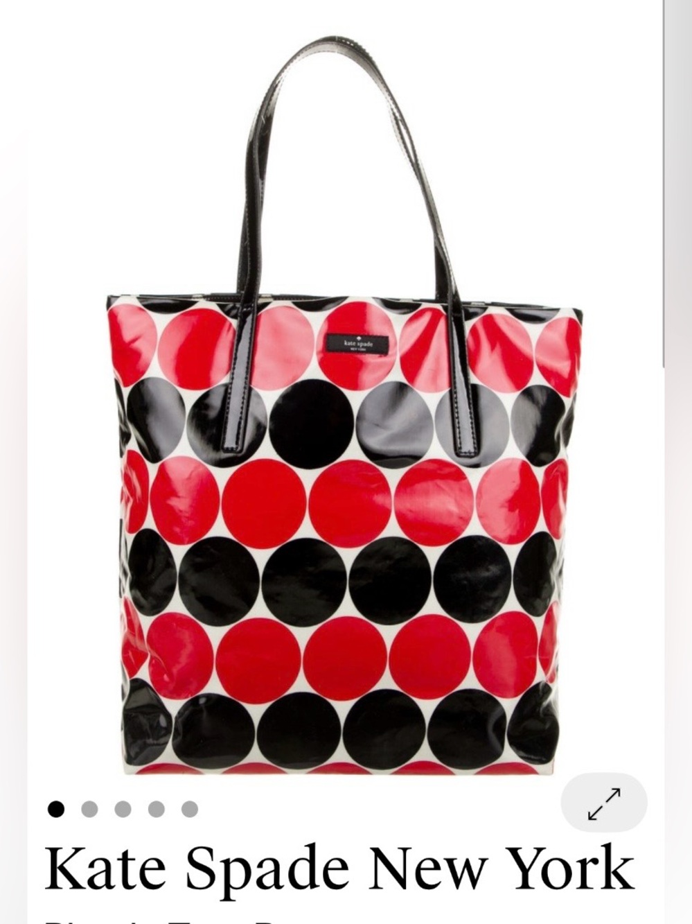 KATE SPADE Authentic Red, Black & White Polka Dot Patent Tote Purse